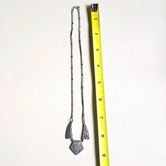 Vintage Art Deco 1920s Marcasite Sterling Silver Pendant Necklace - Picture 14 of 16